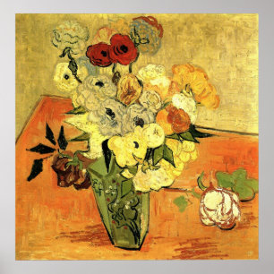 Van Gogh - Japanese Vase with Roses and Anemones Poster