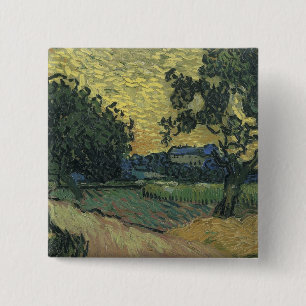 Van Gogh Landscape at Twilight 15 Cm Square Badge