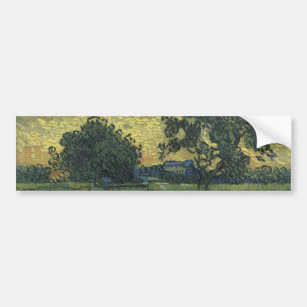 Van Gogh Landscape at Twilight Bumper Sticker