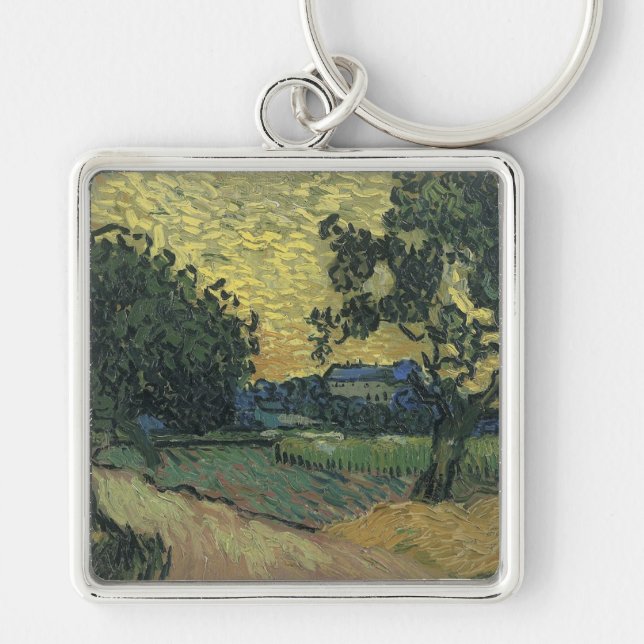 Van Gogh Landscape at Twilight Key Ring (Front)