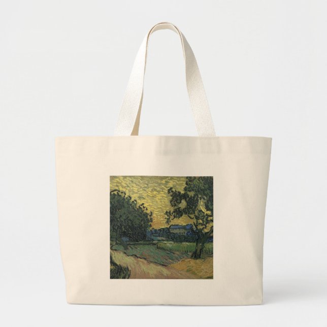 Van Gogh Landscape at Twilight Large Tote Bag (Front)
