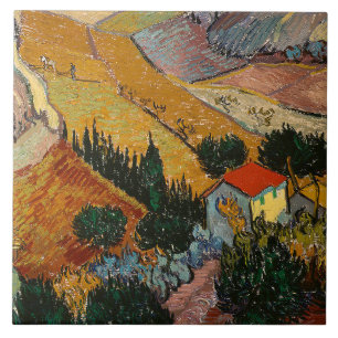 Van Gogh - Landscape with House and Ploughman, Ceramic Tile