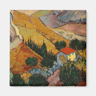 Van Gogh Landscape with House and Ploughman Magnet