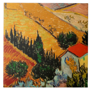 Van Gogh - Landscape with Houses and Ploughman Ceramic Tile