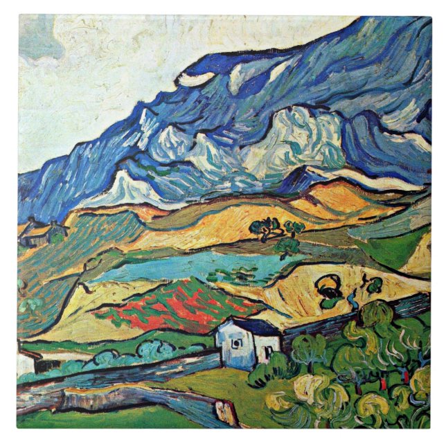 Van Gogh - Les Alpilles Mountain Landscape Ceramic Tile (Front)