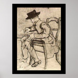 Van Gogh - Man Writing, Facing Left, Poster
