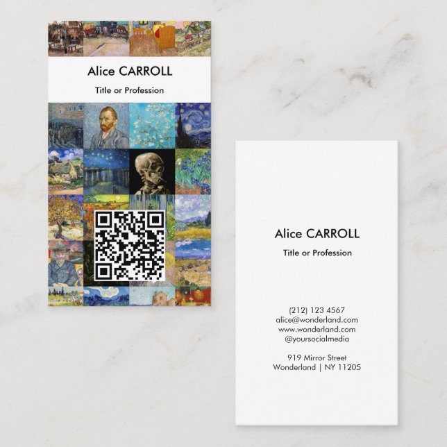 Van Gogh - Masterpieces Mosaic Patchwork - QR Code Business Card (Front/Back)