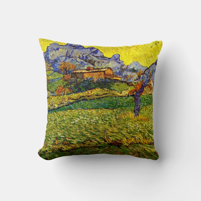 Van Gogh - Meadow in the Mountains Cushion (Front)