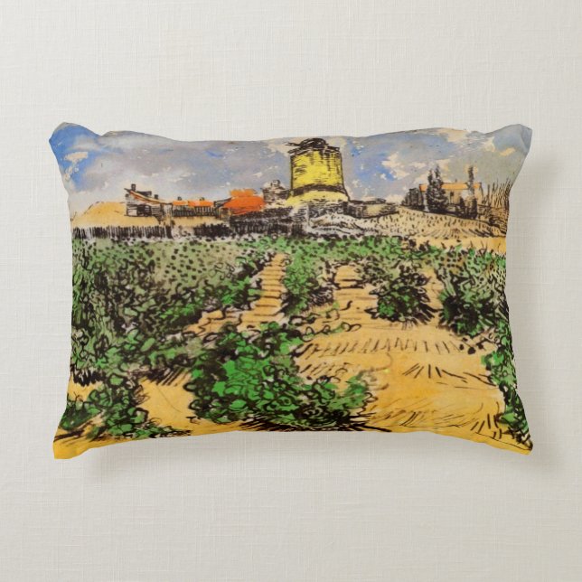 Van Gogh Mill of Alphonse Daudet at Fontevielle Decorative Cushion (Front)
