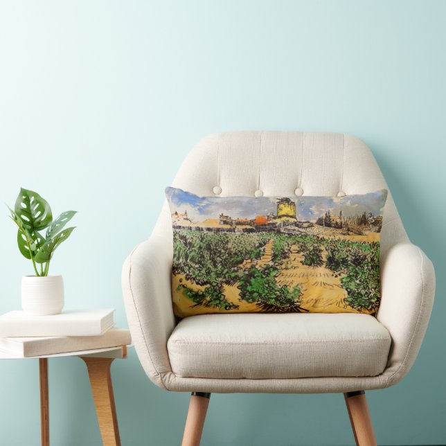 Van Gogh Mill of Alphonse Daudet at Fontevielle Lumbar Cushion (Chair)