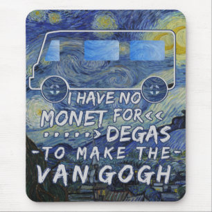 Van Gogh Monet Degas Funny Artist Pun Starry Night Mouse Pad