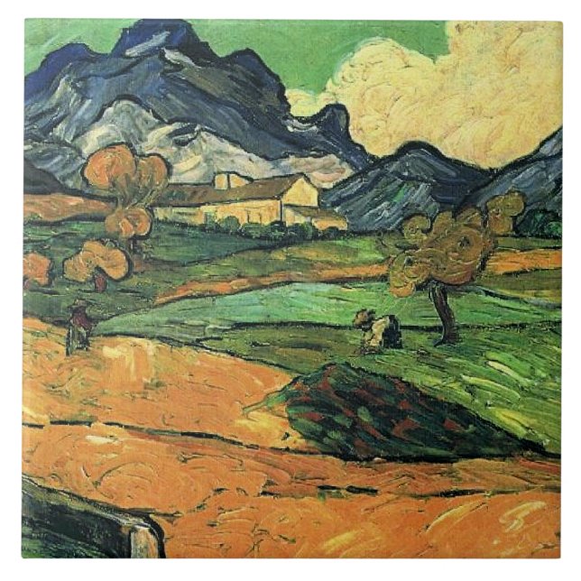 Van Gogh - Mount Gaussier, famous painting, Ceramic Tile (Front)