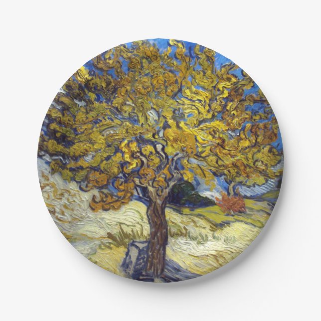 Van Gogh Mulberry Tree Masterpiece Art Paper Plate (Front)