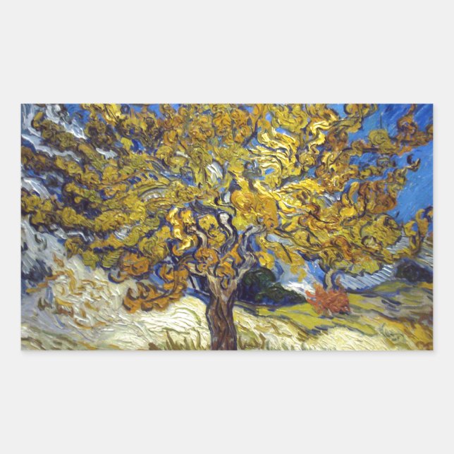 Van Gogh Mulberry Tree Masterpiece Art Rectangular Sticker (Front)