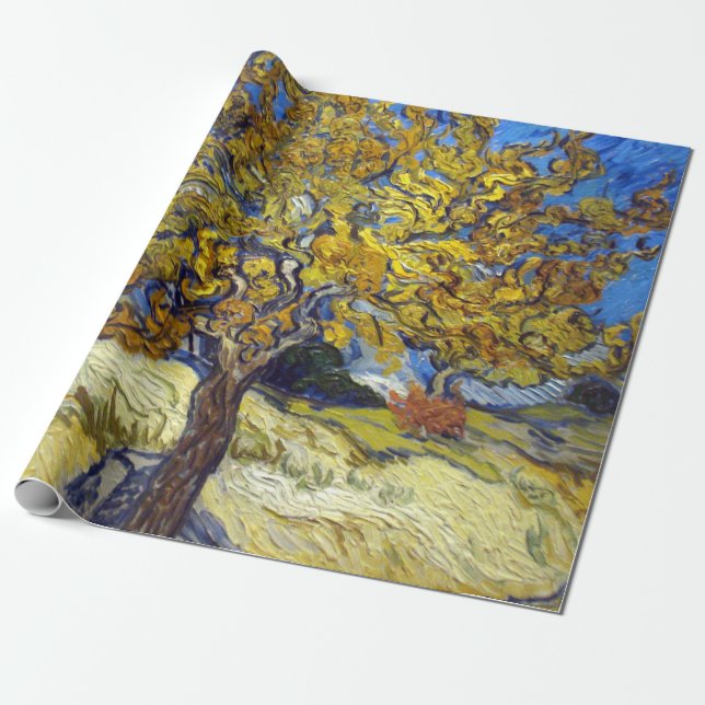 Van Gogh Mulberry Tree Masterpiece Art Wrapping Paper (Unrolled)