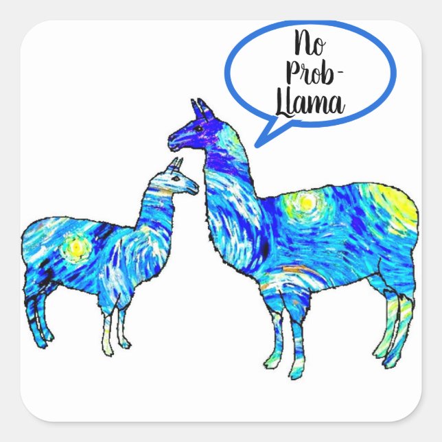 Van Gogh - No Prob Llama Square Sticker (Front)