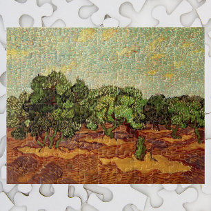 Van Gogh Olive Grove Pale Blue Sky, Fine Art Jigsaw Puzzle