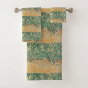 Van Gogh Olive Grove - Sage Green Nature Art Bath Towel Set