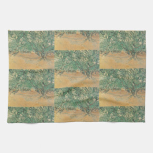 Van Gogh Olive Grove - Sage Green Nature Art Tea Towel
