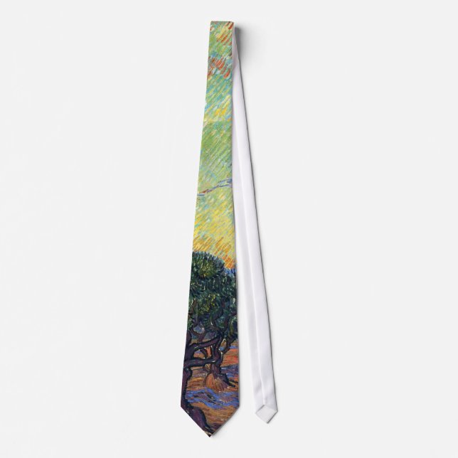 Van Gogh Olive Grove with Orange Sky Tie (Front)