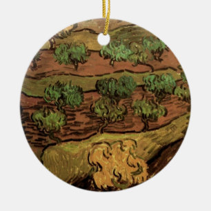 Van Gogh Olive Trees Against a Slope of a Hill Ceramic Ornament