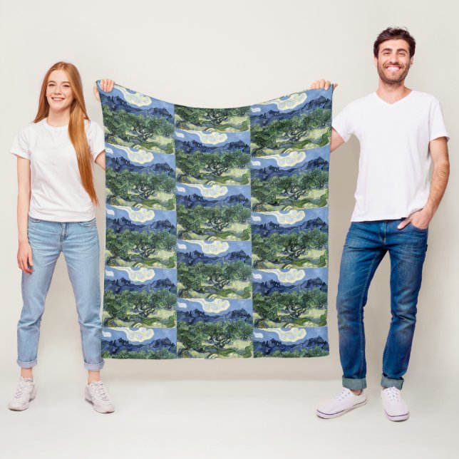 Van Gogh Olive Trees - Blue Mountain Art Fleece Blanket (In Situ)