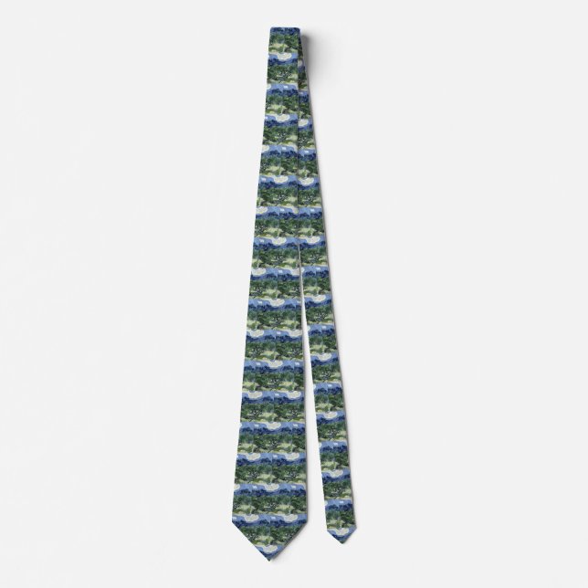 Van Gogh Olive Trees - Blue Mountain Art Tie (Front)