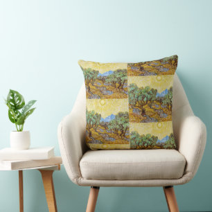 Van Gogh Olive Trees - Golden Sun & Sky Art Cushion