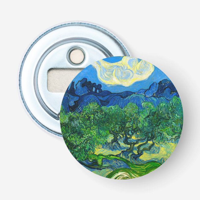 Van Gogh Olive Trees in a Mountainous Landscape Bottle Opener (Front)