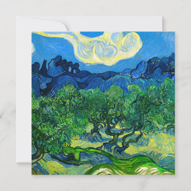 Van Gogh Olive Trees in a Mountainous Landscape Invitation (Front)