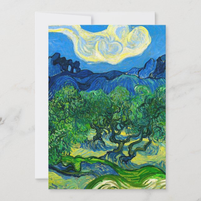 Van Gogh Olive Trees in a Mountainous Landscape Invitation (Front)