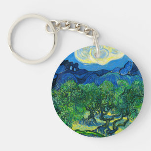 Van Gogh Olive Trees in a Mountainous Landscape Key Ring