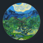 Van Gogh Olive Trees in a Mountainous Landscape Large Clock<br><div class="desc">Clock featuring Vincent van Gogh’s oil painting Olive Trees in a Mountainous Landscape (1889). Green olive trees decorate a mountainside underneath a starry night sky. A marvellous gift for lovers of Post-Impressionism and Dutch art collectors!</div>