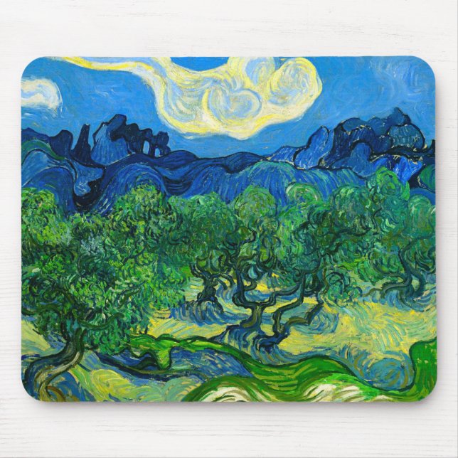 Van Gogh Olive Trees in a Mountainous Landscape Mouse Pad (Front)