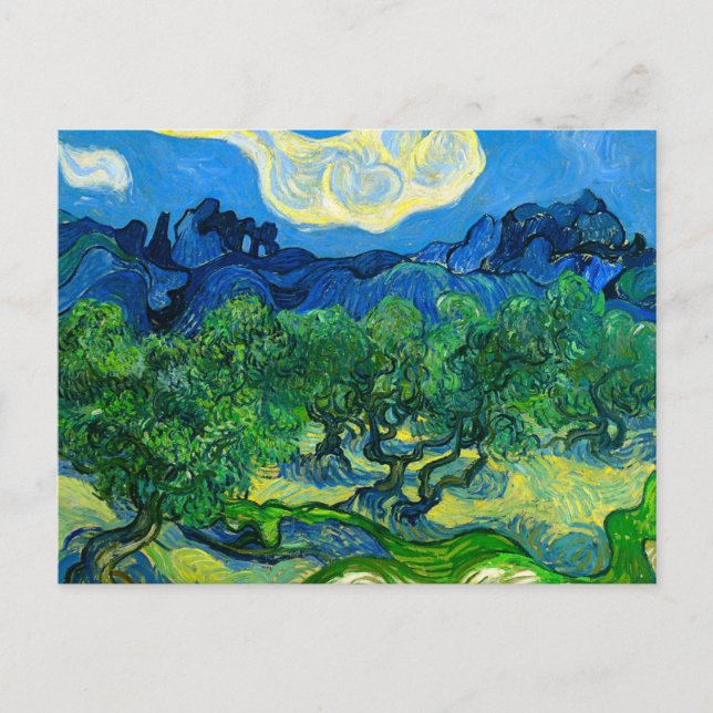 Van Gogh Olive Trees in a Mountainous Landscape Postcard (Front)