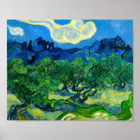 Van Gogh Olive Trees in a Mountainous Landscape