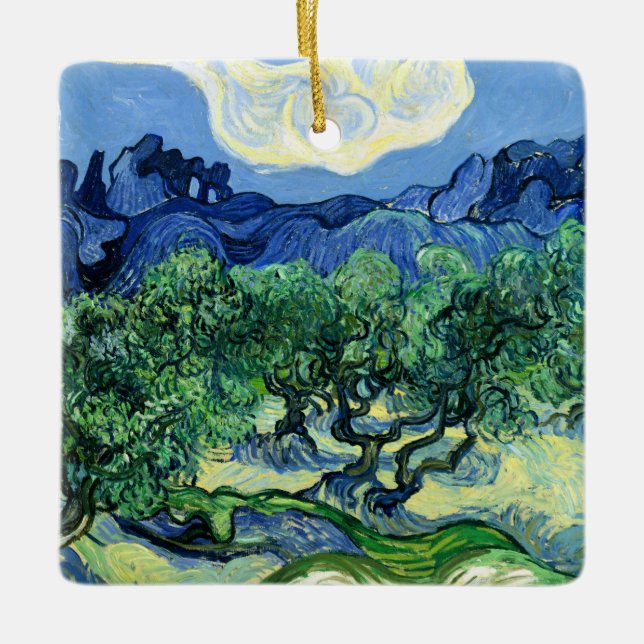 Van Gogh - Olive Trees with Alpilles Background Ceramic Ornament (Front)