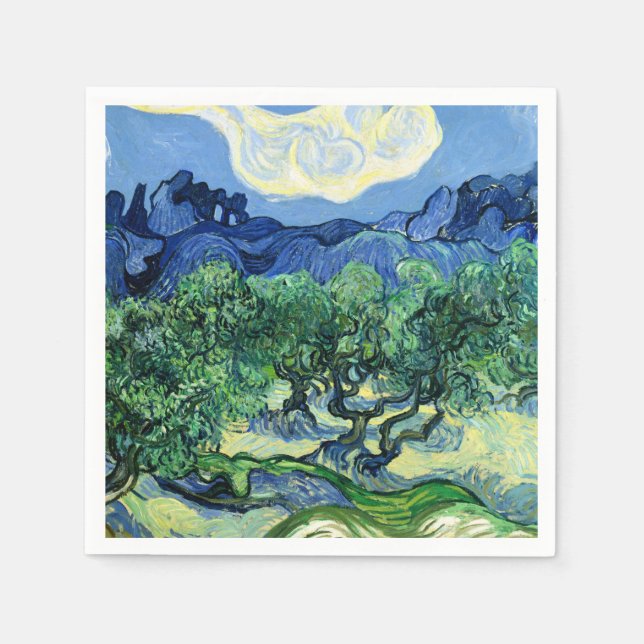 Van Gogh - Olive Trees with Alpilles Background Napkin (Front)