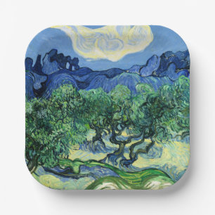 Van Gogh - Olive Trees with Alpilles Background Paper Plate