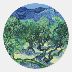Van Gogh - Olive Trees with Alpilles, Classic Round Sticker