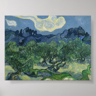 Van Gogh Olive Trees with the Alpilles in the Back Poster