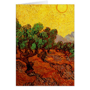Van Gogh Olive Trees with Yellow Sky and Sun