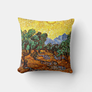 Van Gogh - Olive Trees with Yellow Sky and Sun... Cushion