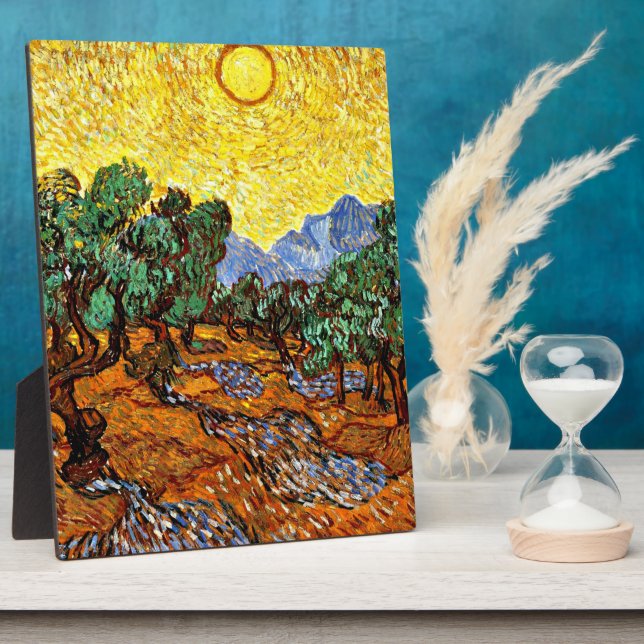 Van Gogh - Olive Trees with Yellow Sky and Sun Plaque (Side)