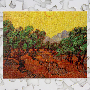 Van Gogh Olive Trees with Yellow Sky Sun, Fine Art Jigsaw Puzzle
