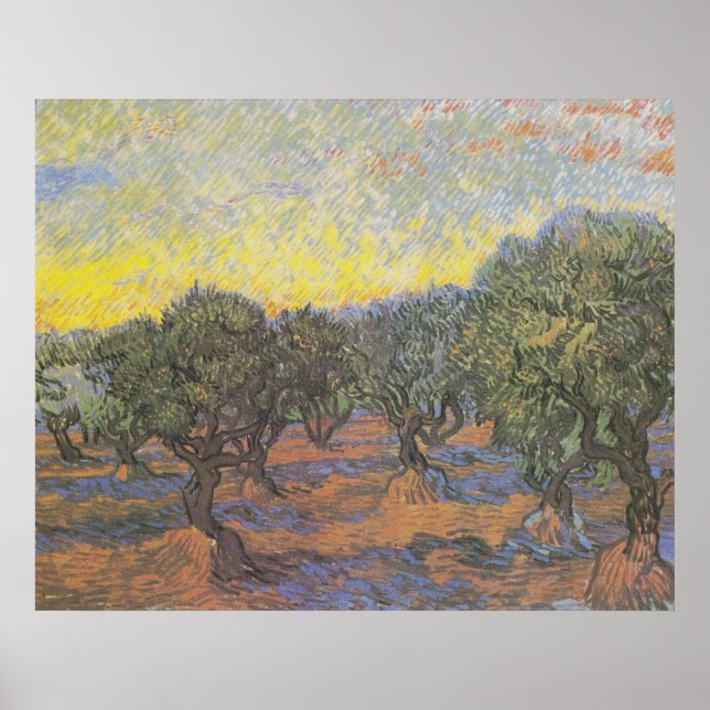 Van Gogh Olive Trees Yellow Sky Art Poster (Front)
