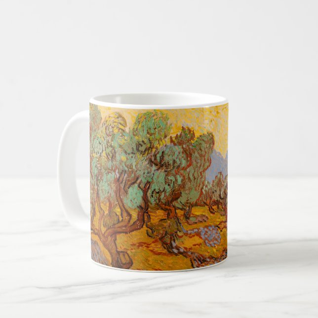Van Gogh Olive Trees Yellow Sun Sky Coffee Mug (Front Left)