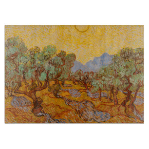 Van Gogh Olive Trees Yellow Sun Sky Cutting Board