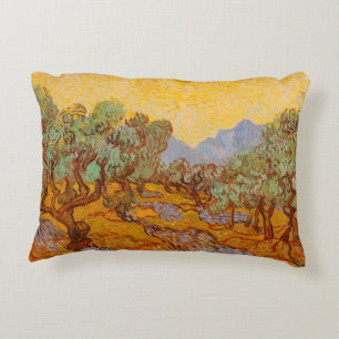 Van Gogh Olive Trees Yellow Sun Sky Decorative Cushion