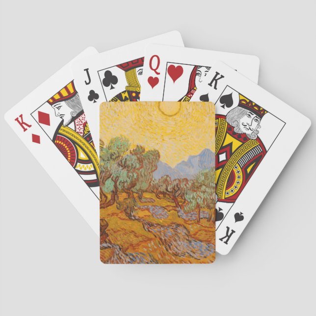 Van Gogh Olive Trees Yellow Sun Sky Playing Cards (Back)